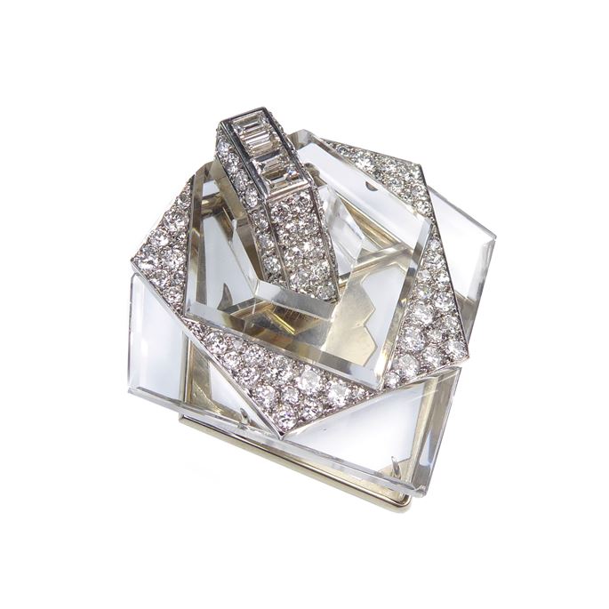  Boucheron - Art Deco diamond and rock crystal panel brooch | MasterArt